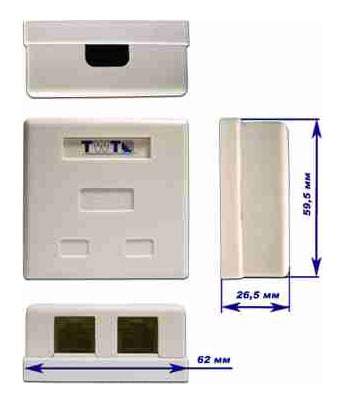 Розетка TWT (TWT-SM2-4512-WH) настенная 1 порт RJ-45 категории 5е и 1 порт RJ-12. UTP. белая