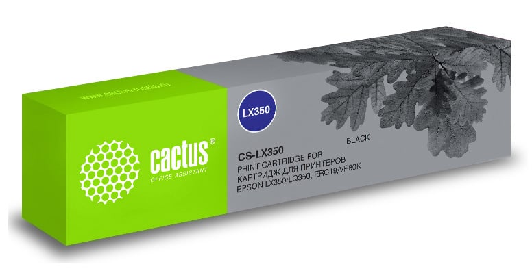 Картридж матричный Cactus CS-LX350 черный (12.7 мм, 10 м, 3500000 знаков) для Epson LX350/LQ350/ERC19/VP80K
