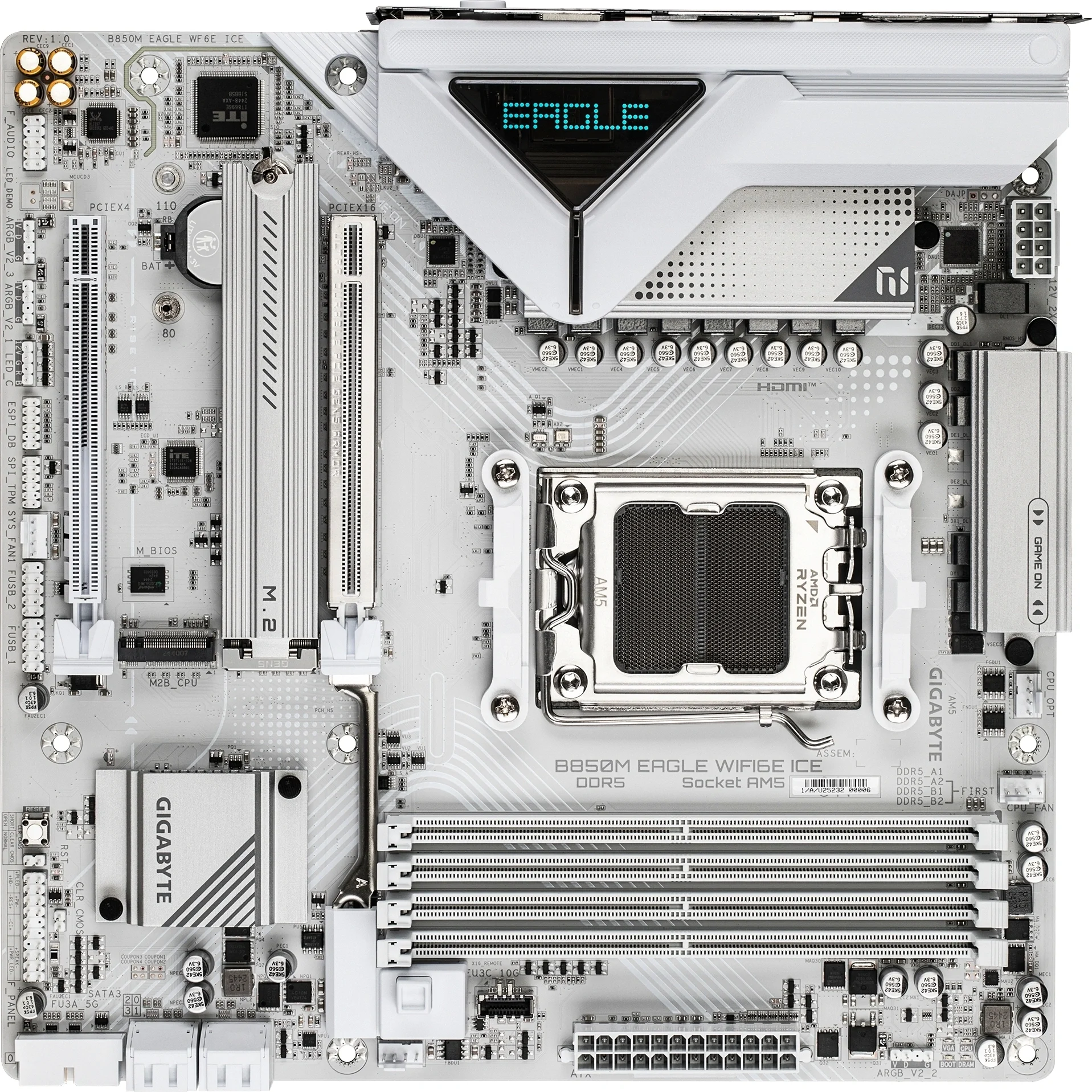 Материнская плата Gigabyte B850M EAGLE WIFI6E ICE Socket AM5 AMD B850 4xDDR5 mATX AC`97 8ch(7.1) 2.5Gg RAID+HDMI+DP