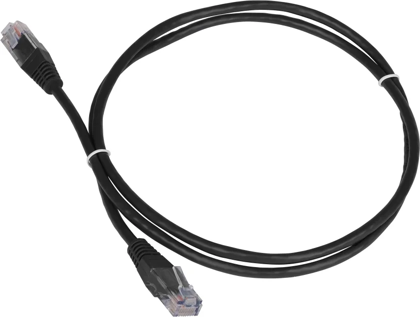 Патч-корд LANMASTER - TWT, UTP, кат. 5e, 2 x RJ-45, RJ-45 - RJ-45, ПВХ, чёрный, 1,5 м, с заливными колпачками, TWT-45-45-1.5-BK