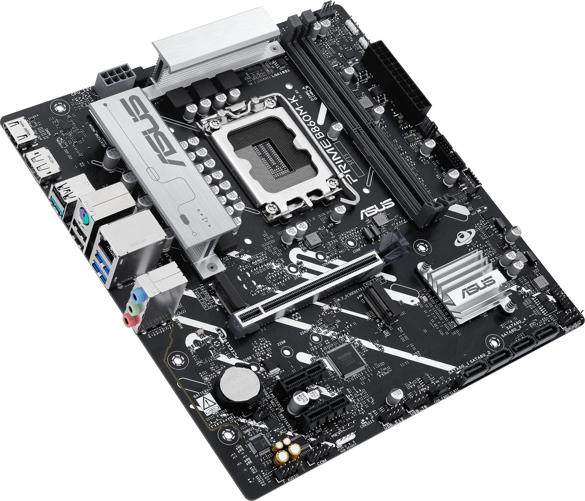 ASUS PRIME B860M-K (Socket 1851, mATX, 2xDDR5(128GB), DP/HDMI, 1xPCIe 4.0x16/2xPCIe 4.0x1, 1xLAN (2.5GbE), 4xSATA 6Gb/s, 2xM.2, 3xUSB 3.2, 3xUSB 2.0)