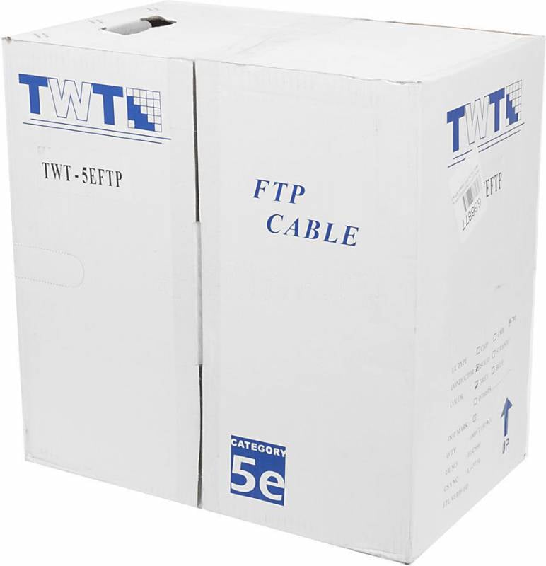Кабель информационный Lanmaster TWT-5EFTP кат.5е SF/UTP общий экран в оплетке 4X2X24AWG PVC внутренний 305м серый
