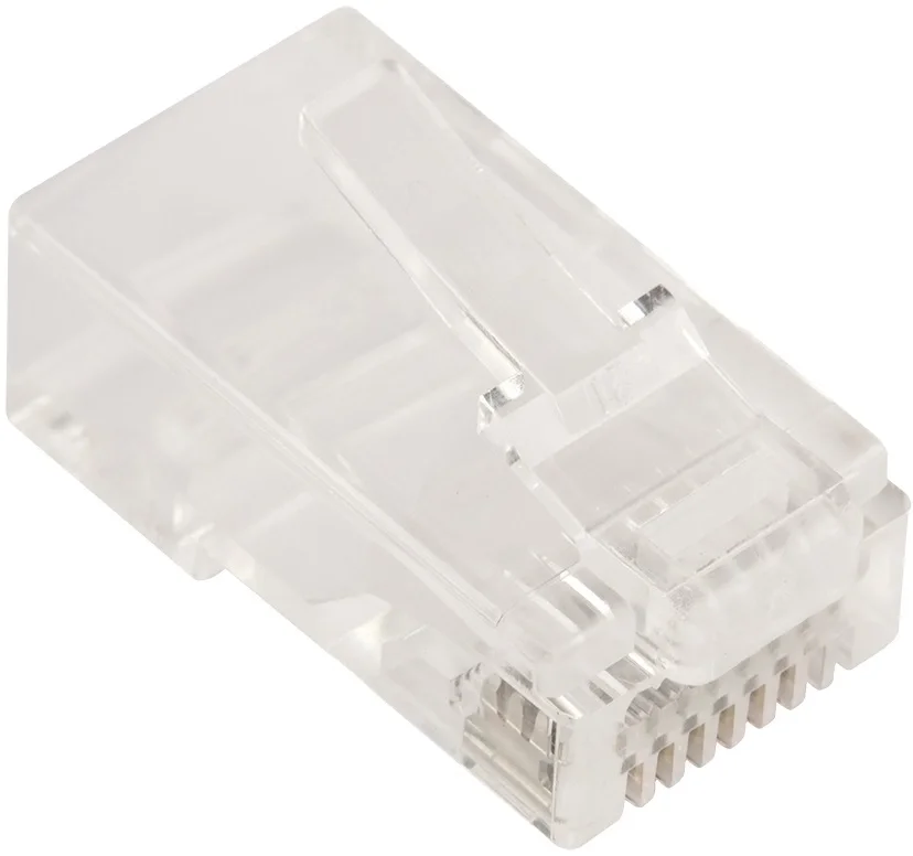 Коннектор LANMASTER RJ45 тип EZ, 8P8C, UTP, Cat.5e, универсальный, со вставкой, покрытие 50 микрон,100 шт.
