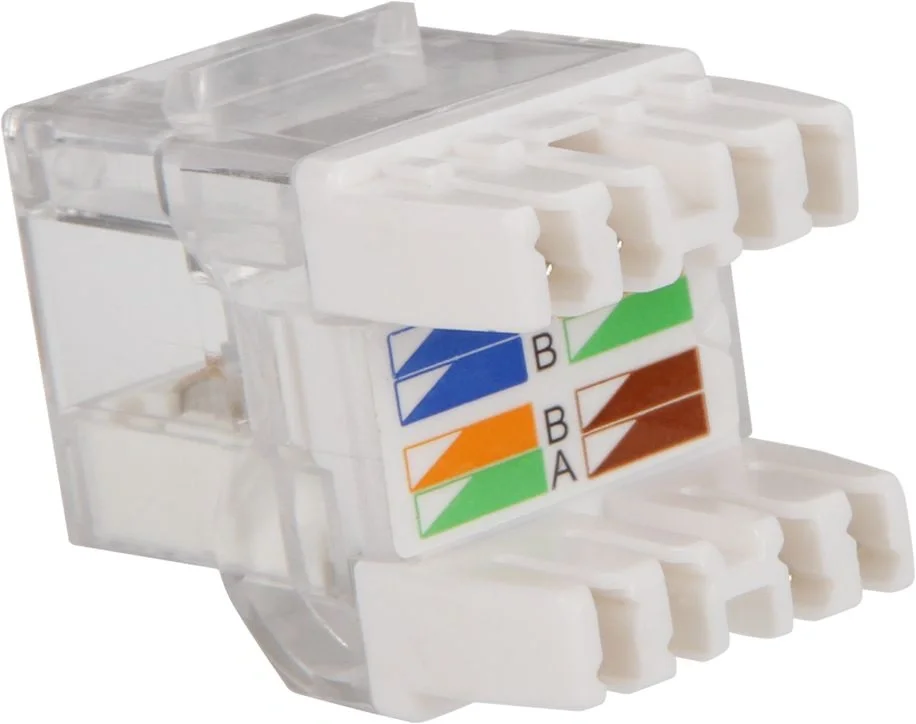 Модульрозиточный с индикатором Модуль Keystone, RJ45, кат.5E, UTP, 180 градусов, с индикатором, белый