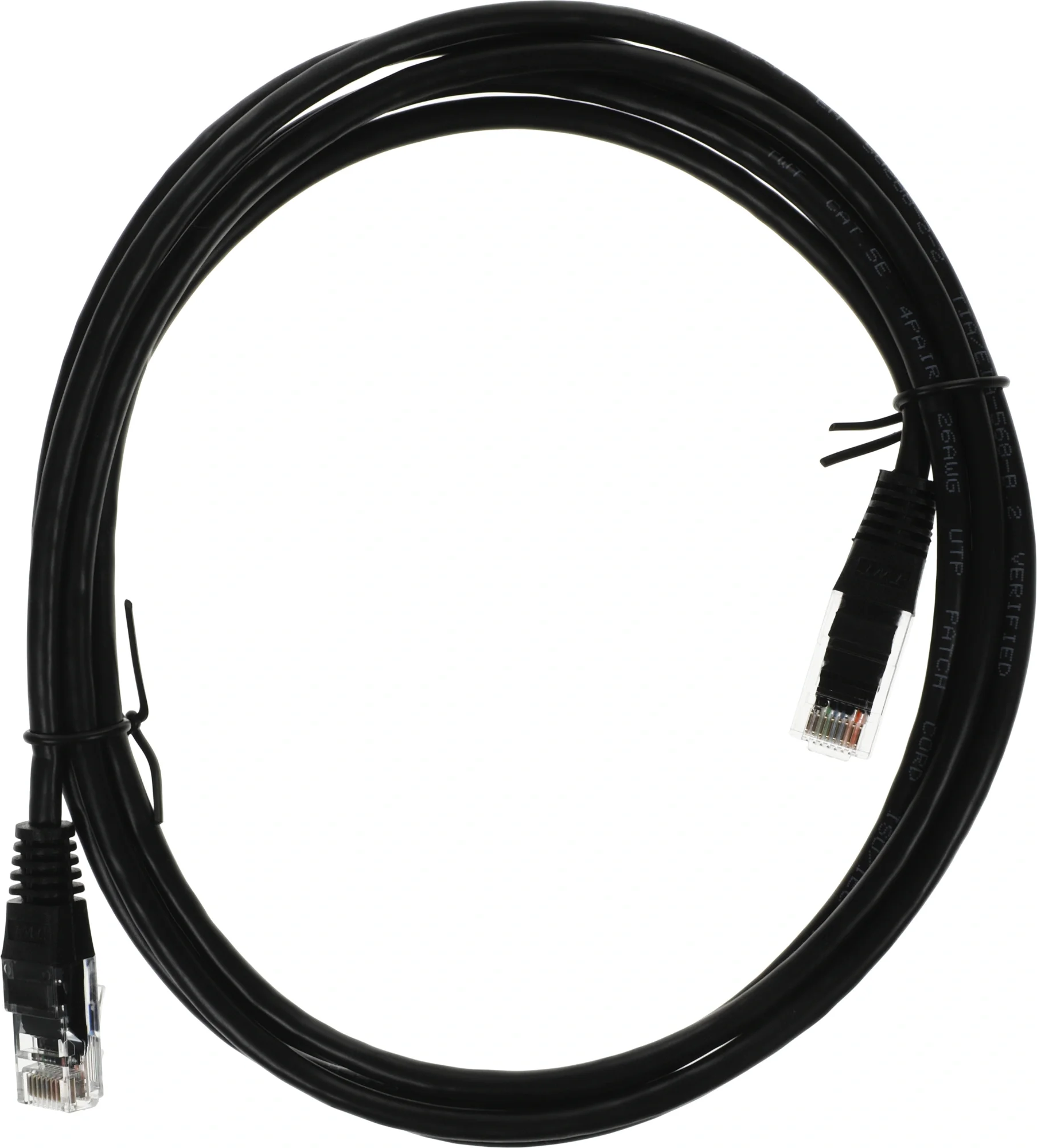 Патч-корд LANMASTER - TWT, UTP, кат. 5e, 2 x RJ-45, RJ-45 - RJ-45, ПВХ, чёрный, 2 м, с заливными колпачками, TWT-45-45-2.0-BK