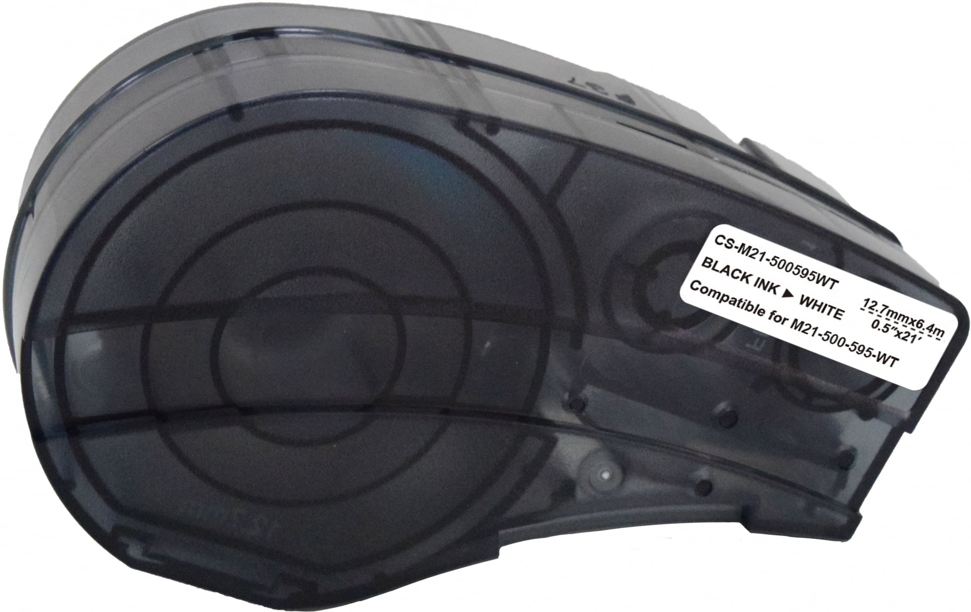 Картридж ленточный Cactus CS-M21-500595WT черный шрифт, белый фон (12.7 мм, 6.4 м) для Brady BMP21-PLUS, BMP21-LAB