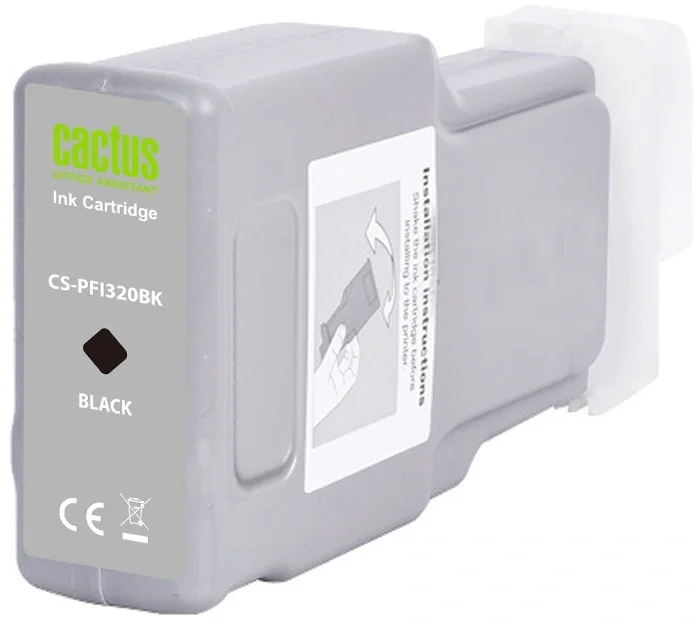 Картридж струйный Cactus CS-PFI320BK PFI-320 BK черный пигментный (300мл) для Canon imagePROGRAF TM-200/TM-205/TM-300/TM-305/TM-350 с чипом