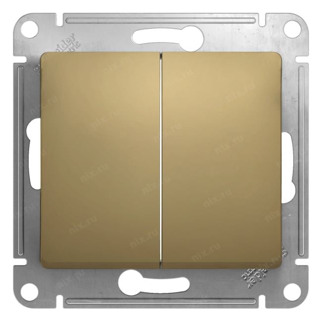 Schneider Electric GSL000451 GLOSSA Выключатель двухклавишный в рамку титан сх.5 (GSL000451)