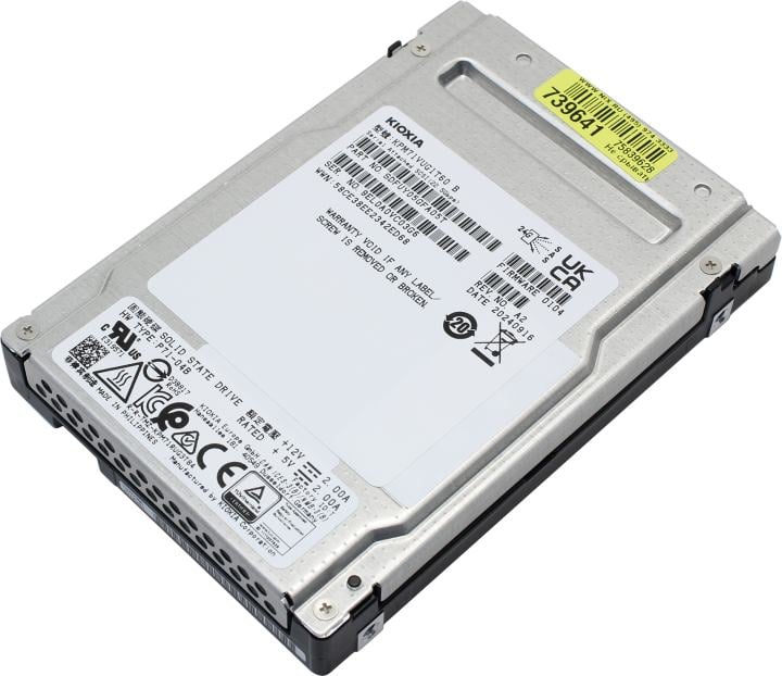 SSD накопитель KIOXIA Enterprise SSD 2,5"(SFF), PM7-V, 1600GB (1.6TB), SAS 24G (SAS-4, 22,5Gbit/s), R4200/W3400MB/s, IOPS(R4K) 720K/320K, MTTF 2,5M, 3DWPD/5Y (Mixed Use), TLC, 15mm (replace KPM61VUG1T60)