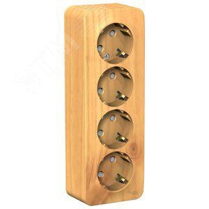 Schneider Electric BLNRA011415 BLANCA О/У РОЗЕТКА 4-я с заземл. со шторк. ИЗОЛ.ПЛ.,16А, 250В, ЯСЕНЬ
