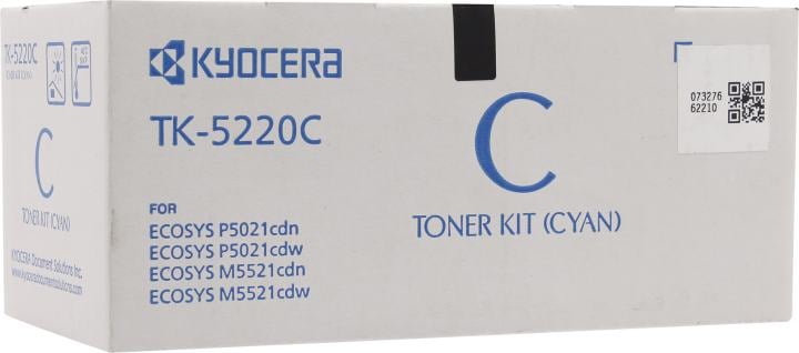 Картридж лазерный Kyocera TK-5220C для Kyocera P5021cdn/cdw/P5026cdn/cdw/M5521cdn/cdw/M5526cdn/cdw, голубой, 1200 стр.