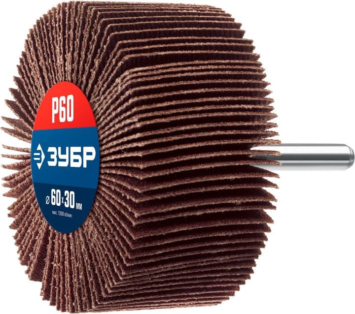 Зубр <36602-060> ЗУБР  d 60x30 мм, P60,  круг шлифовальный лепестковый