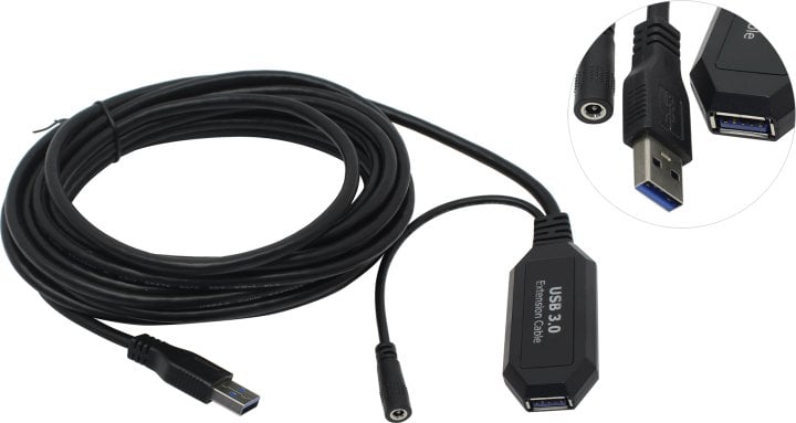 VCOM < CU827-5м> Кабель удлинительный активный  USB  3.0-repeater  A-->A 5м