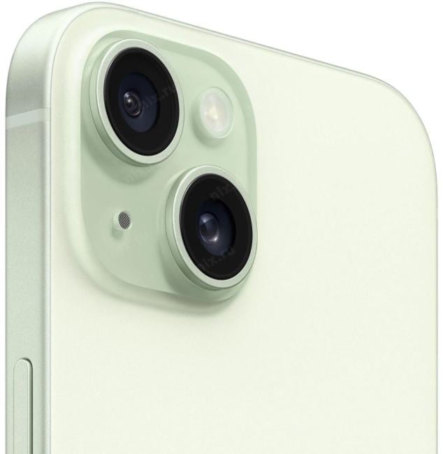 Смартфон Apple A3090 iPhone 15 256Gb зеленый моноблок 3G 4G 1Sim 6.1" 1179x2556 iOS 17 48Mpix 802.11 a/b/g/n/ac/ax NFC GPS GSM900/1800 Protect