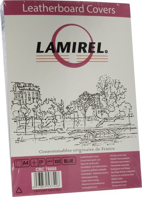 Lamirel <CRC78688> Обложки для переплёта (A4, Blue, картон 230г/м2 с тиснением под  кожу,  уп.  100 шт)