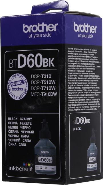 Чернила водорастворимые Brother BTD60BK черный (108 мл, 6500 стр.) для Brother DCP-T310/T510W/T710W