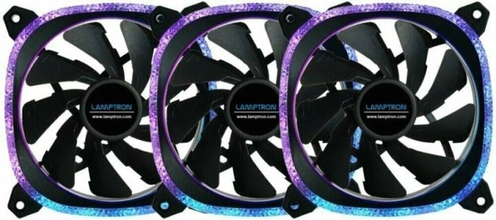 LAMP-DAP02 Вентилятор Lamptron DIAMOND+ ARGB,120x120x25 мм,1500об/мин,30 дБА, PWM, черные, ARGB подсветка,  3  шт  в уп