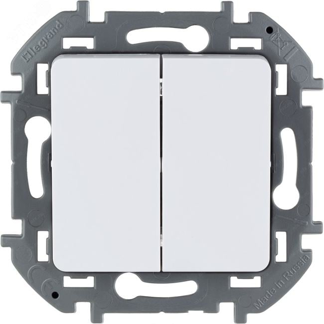 Legrand 673620 Выключатель двухклавишный INSPIRIA 10 AX 250 В~ белый (673620)