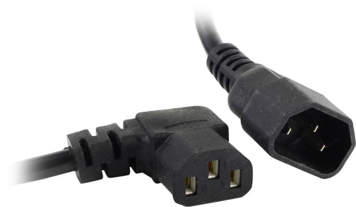 Exegate EX297751RUS Кабель питания Power EC-1,8P (C13 угловой->C14, VDE-250V-3*1.0mm2, медь, черный, 16A, 1.8м)