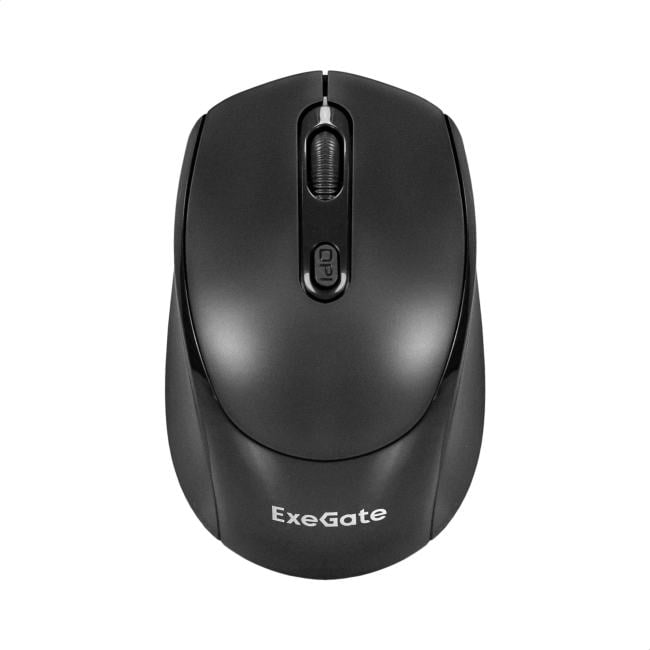 Exegate EX298896RUS Беспроводная мышь ExeGate Professional Standard SR-9005 (радиоканал 2,4 ГГц, USB, оптическая, 1200dpi, 4D, 4 кнопки и колесо прокрутки, черная, RTL)