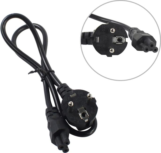 Exegate EX297815RUS Кабель питания ноутбуков Special PC5-7,5S (Евровилка Schuko->C5, 3*0.5mm2, CCA, черный, 0.75м)