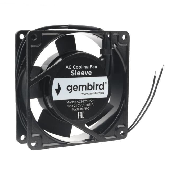 <092654> Вентилятор для корпуса .92mm Gembird AC9225S22H (2-pin, 92x92x25мм, AC, 220 B, втулка, провод 30 см) [AC9225S22H]