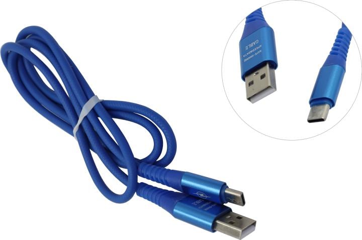 Smartbuy <iK-3112ERG blue> Кабель USB AM --> USB-C M 1м