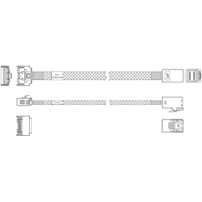 JPC P731IDN00800-1 Cable MCIO x4 74P (Straight Type) TO HD MiniSAS 4i 36P(SFF8643, Straight Type), 85Ohm,L:80cm