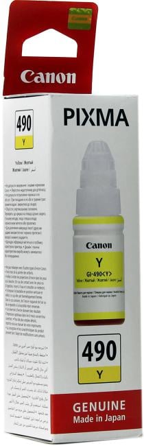 Чернила Canon GI-490 Y, 70мл, желтый, оригинальные для Canon PIXMA G1400/G2400/G3400 (0666C001)