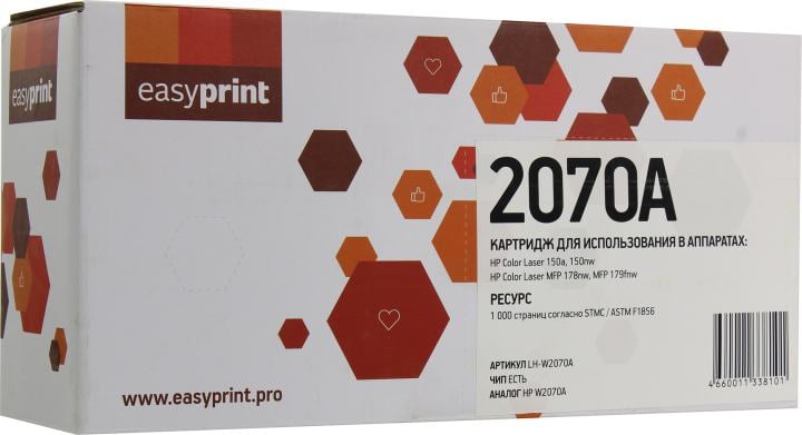 Easyprint  W2070A картридж (LH-W2070A) для HP Color Laser 150a/150nw/MFP 178nw/MFP 179fnw }(1000 стр.) черный, с чипом
