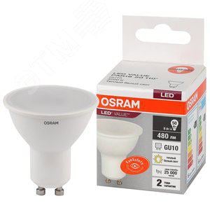 LEDVANCE 4058075581449 Лампа светодиодная LED 6 Вт GU10 3000К 480Лм спот 220 В  (замена  50Вт)  OSRAM (4058075581449)