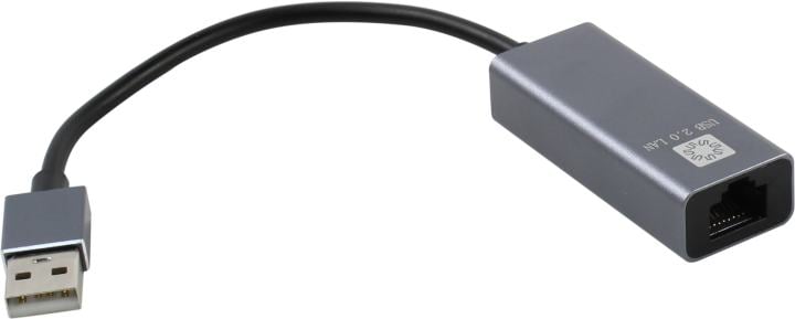 Адаптер USB-AM - RJ-45 0 м 5bites UA2-45-15BK серый, алюминиевый, Fast Ethernet 100MB