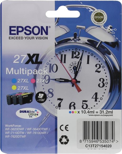 Картридж 27XL Multipack <C13T27154020/2/12> Y/C/M для  Epson WorkForce WF-3620/3640/7110/7610/7620