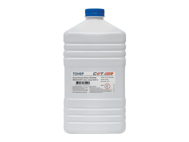 Тонер Cet CE28-C CET111053C500 голубой бутылка 500гр. для принтера KONICA MINOLTA  Bizhub  C258/308/368/227i/257i