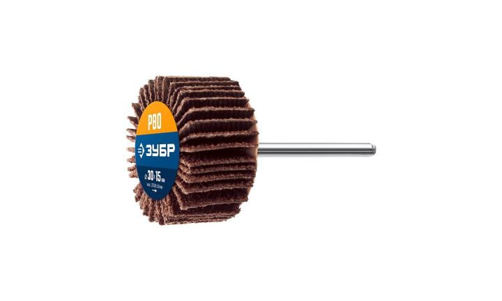 Зубр <36600-080> ЗУБР  d 30x15 мм, P80, круг шлифовальный лепестковый, на шпильке d  3.2  мм