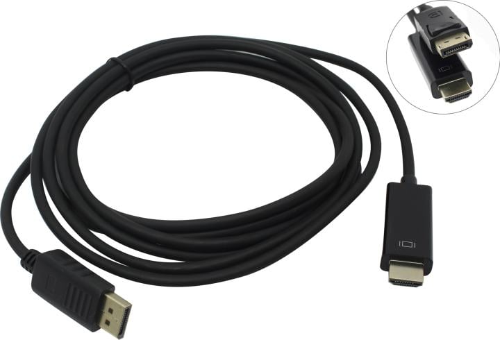 Exegate <EX-CC-DP-HDMI-3.0> Кабель-переходник DisplayPort (M)  ->HDMI  (M)  3м <EX284917RUS>