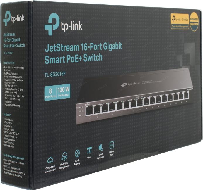 TP-LINK <TL-SG2016P> Управляемый коммутатор (8UTP 1000Mbps +  8UTP 1000Mbps PoE)