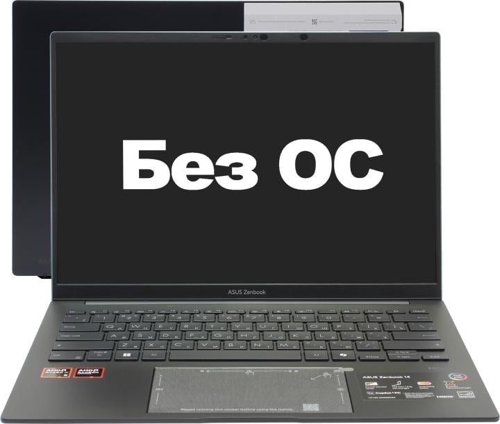 Ноутбук Asus Zenbook 14 UM3406KA-QD180 Ryzen AI 5 340 16Gb SSD1Tb AMD Radeon 840M 14" OLED WUXGA (1920x1200) без ОС black WiFi BT Cam (90NB14U1-M00AK0)