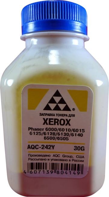 AQC-242Y Тонер XEROX Phaser 6000/6010/6015/6125/6128/6130/6140/6500/6505  Yellow (фл.  30г) AQC-США фас.Россия