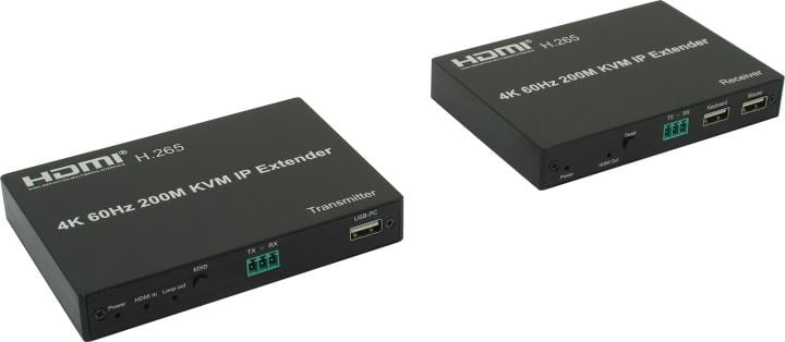 ORIENT VE053, HDMI 2.0 KVM IP extender (Tx+Rx), HDMI+USB удлинитель до 200 м по витой паре Cat5e/6/7, HDMI 2.0, 4K@60Hz, HDCP, (33228)