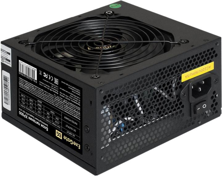 Exegate EX292167RUS-PC Блок питания XP800 (ATX, PC, 12cm fan, 24pin, 2x(4+4)pin, 2xPCI-E, 5xSATA, 3xIDE, black, кабель 220V в комплекте 1,8м)