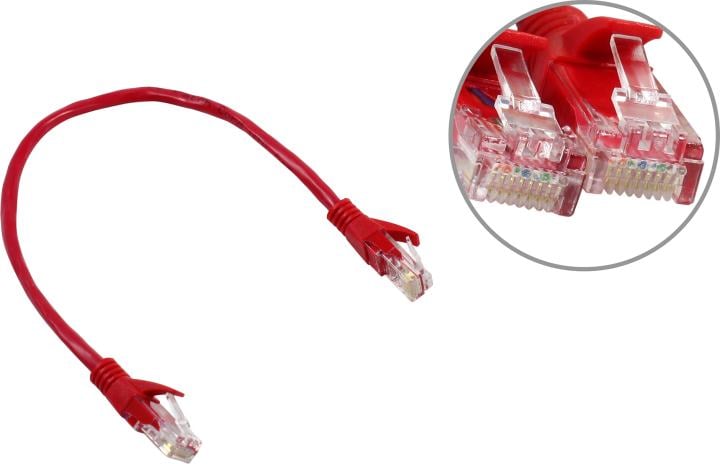 ExeGate <UTP-RJ45-RJ45-5e-0.3M-RD> Patch Cord UTP  кат.5e,  0.3м,  красный <EX258666RUS>