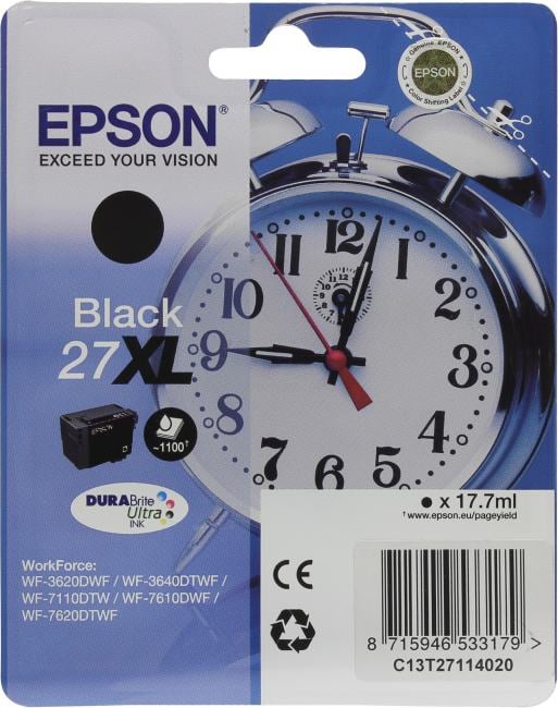 Картридж 27XL <C13T27114020/2/12> Black для  Epson WorkForce WF-3620/3640/7110/7610/7620