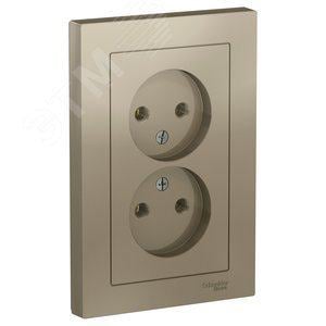 Розетка Systeme Electric ATN000520 AtlasDesign, двойная, без заземления, 16А, в сборе, шампань