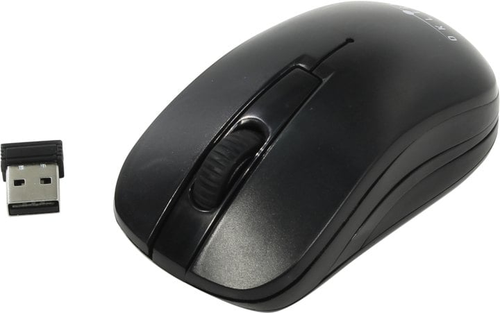 OKLICK Wireless Optical Mouse <445MW> <Black-Grey> (RTL)  USB 3btn+Roll <945814>