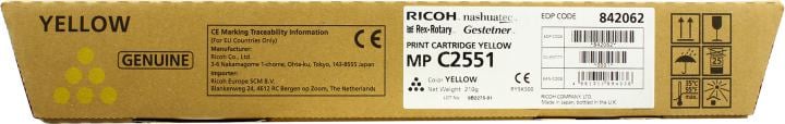 Тонер Ricoh Aficio MPC2051/C2551 желтый, type MPC2551E (9.5K) арт. 842466 / 842062 / 841507 , ориг