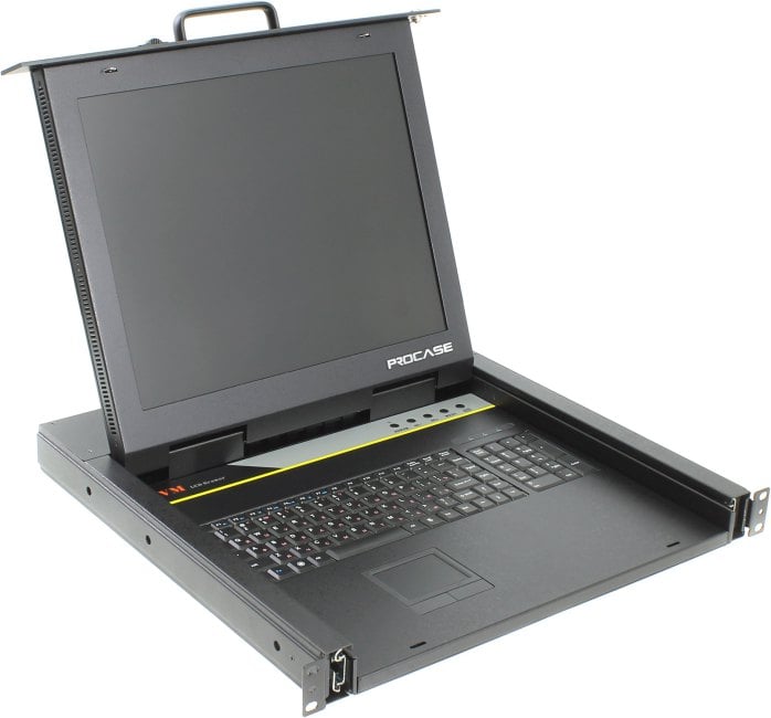 Procase <E1701> 1U выдвижная однорельсовая PS/2 USB  консоль  с  LCD 17"