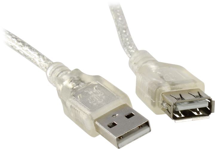 Кабель-удлинитель USB2.0 Pro Cablexpert CCF-USB2-AMAF-TR-2M, AM/AF, 2м, экран, 2феррит.кольца, прозрачный, пакет