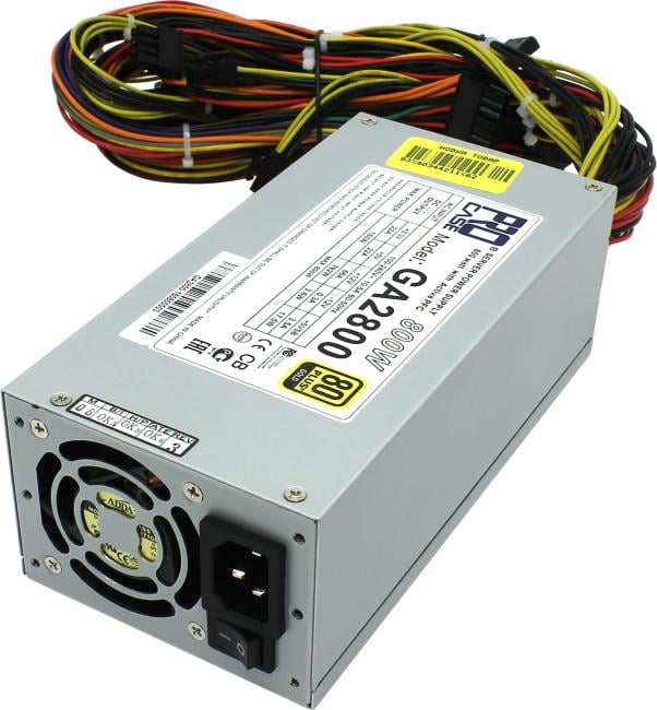 Procase GA2800 Блок питания ATX 2U  2FAN (800W), 80+ Gold, 200*100*70mm, Активный PFC,  +5B=22A, +12B=66A, +3,3B=22A, 5VSB=3.5A, -12V=0.3A Защита от перегрузки 105-150%, Входное напряжение 100-240В