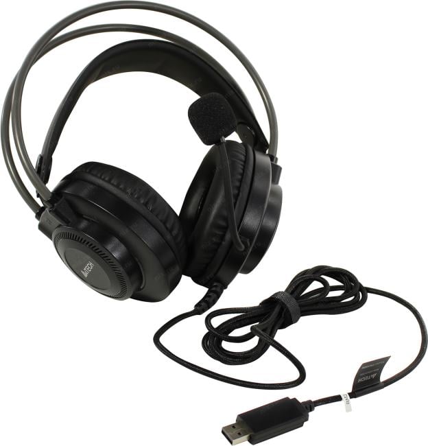 Наушники с микрофоном A4Tech Fstyler FH200U <Grey> (шнур 2м, USB,  с регулятором громкости)